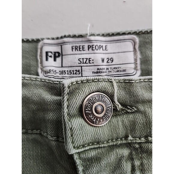 Free People Jeans Womens 29 Mid Rise Skinny Distressed w Pockets Green - Picture 5 of 7